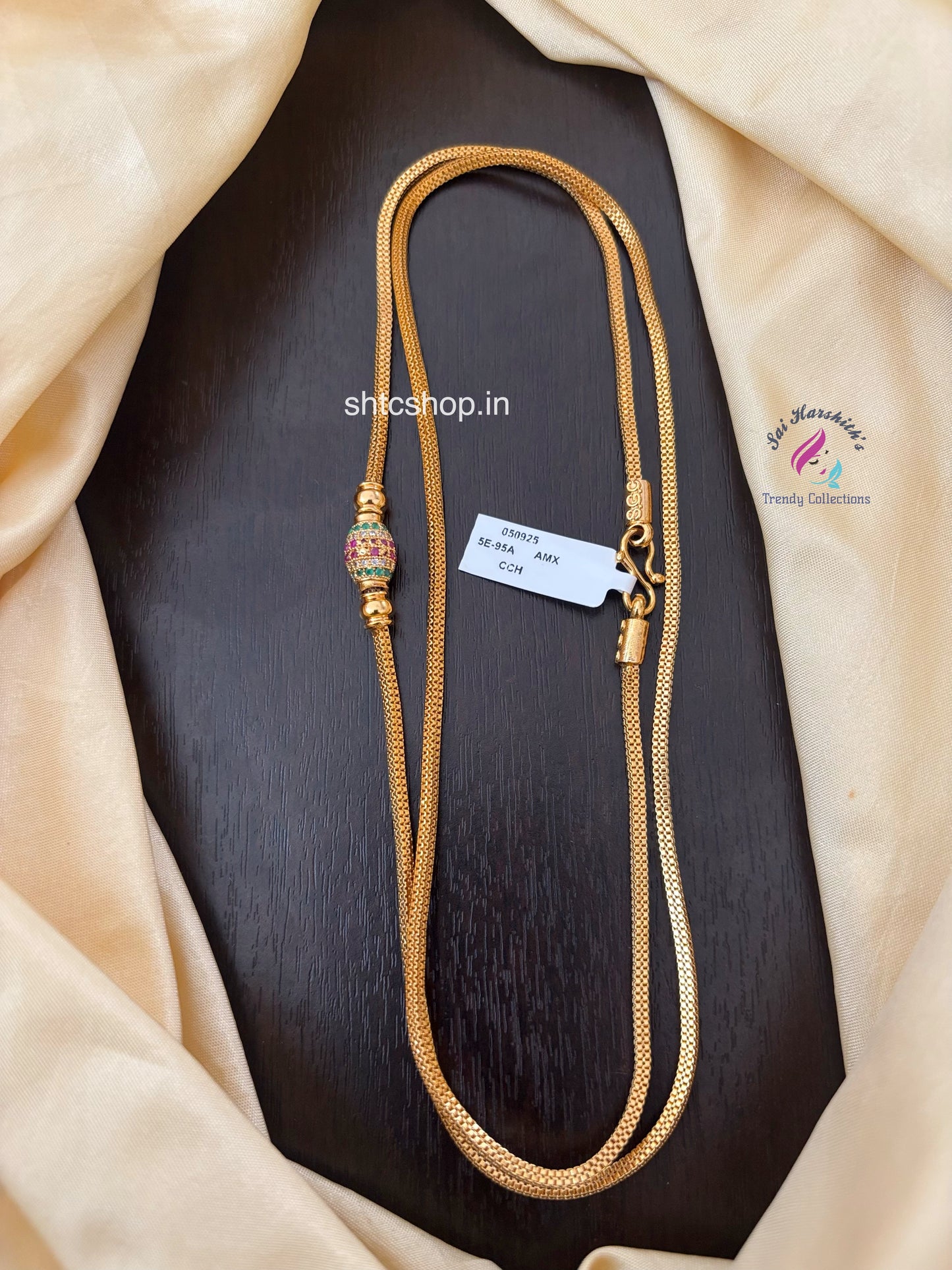 30 inches 1 gm gold Polished Mugappu Chain (Multicolor) - SHTC1545