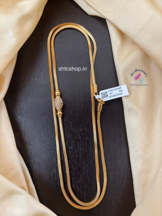 30 inches 1 gm gold Polished Mugappu Chain (White) - SHTC1547