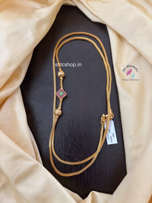 30 inches 1 gm Gold Polished 360 degree Mugappu Chain(Multicolor) - SHTC1548