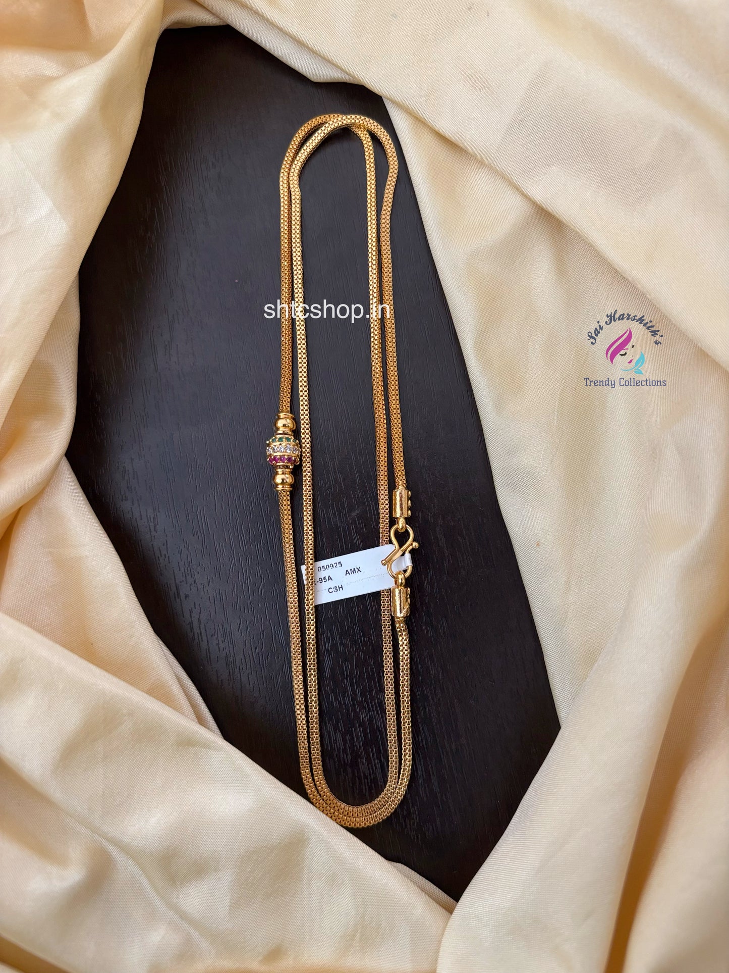 30 inches 1 gm gold Polished Mugappu Chain (Multicolor) - SHTC1552