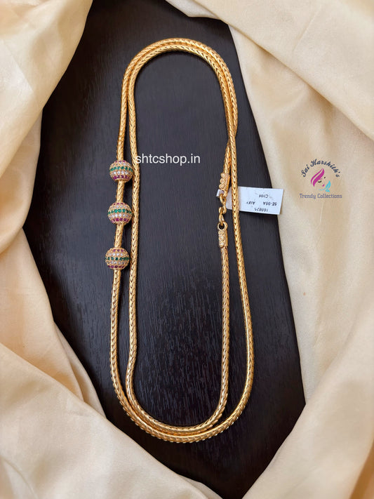 30 inches 1 gm gold Polished Mugappu Chain (Multicolor) - SHTC1554