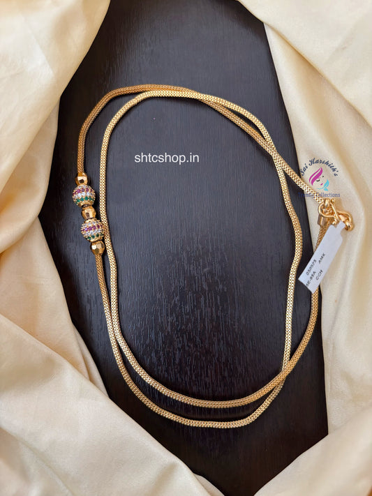 30 inches 1 gm gold Polished Mugappu Chain (Multicolor) - SHTC1558