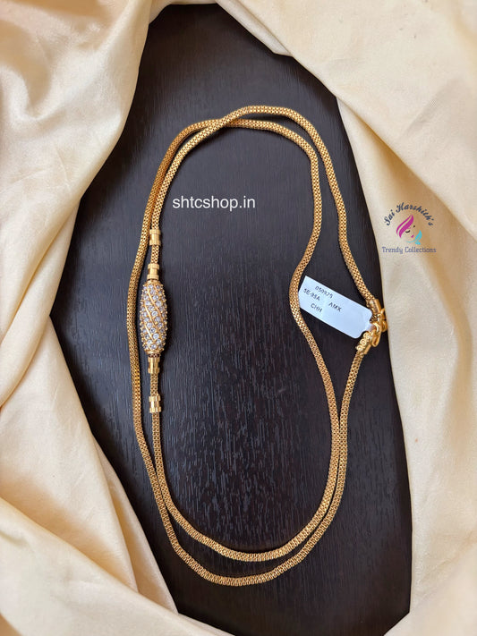 30 inches 1 gm gold Polished Mugappu Chain (White) - SHTC1559