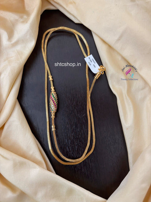 30 inches 1 gm gold Polished Mugappu Chain (Multicolor) - SHTC1560