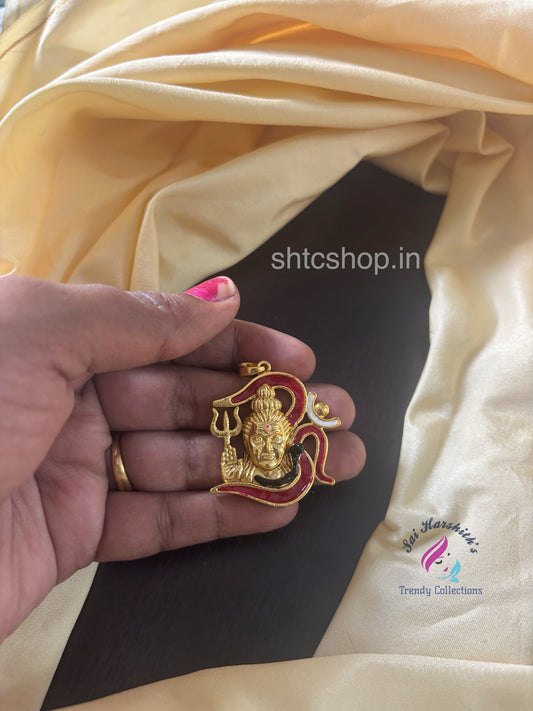 Matte Finish Lord Shiva pendant with Om - SHTC1562