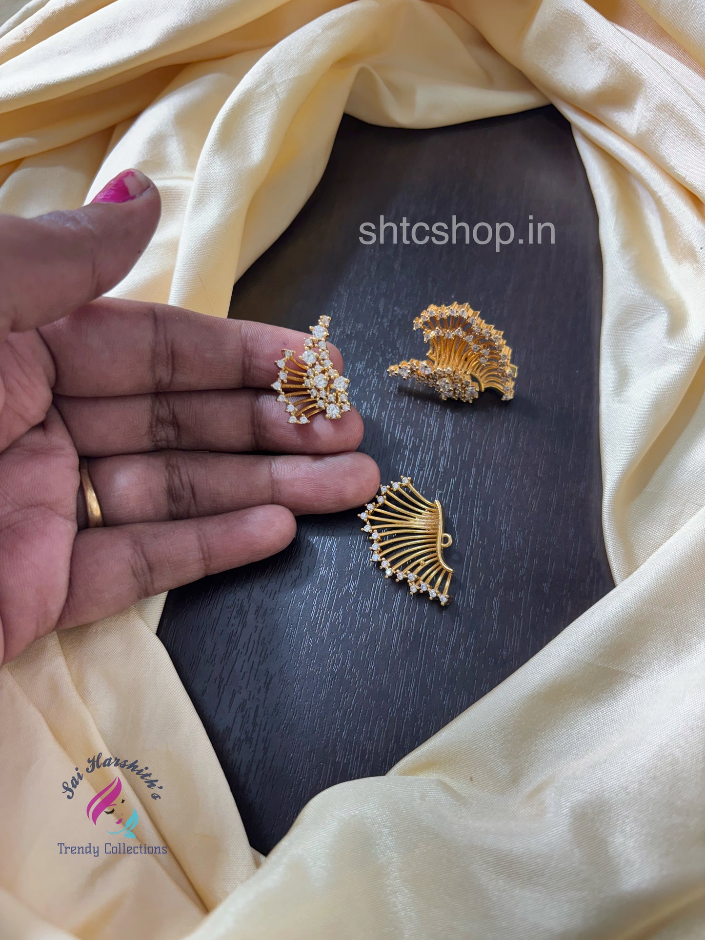 3 in 1 earrings Korean style infused matte finish earrings - SHTC1578