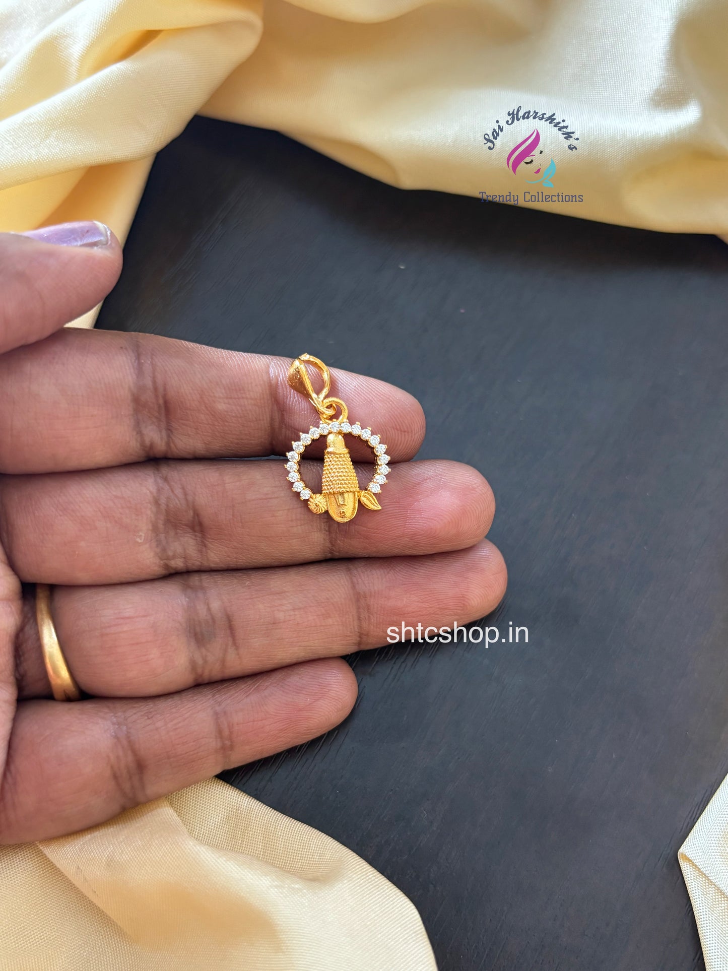 Cute 1gm gold polished venkatachalapathi Face with AD Stones - SHTC1584