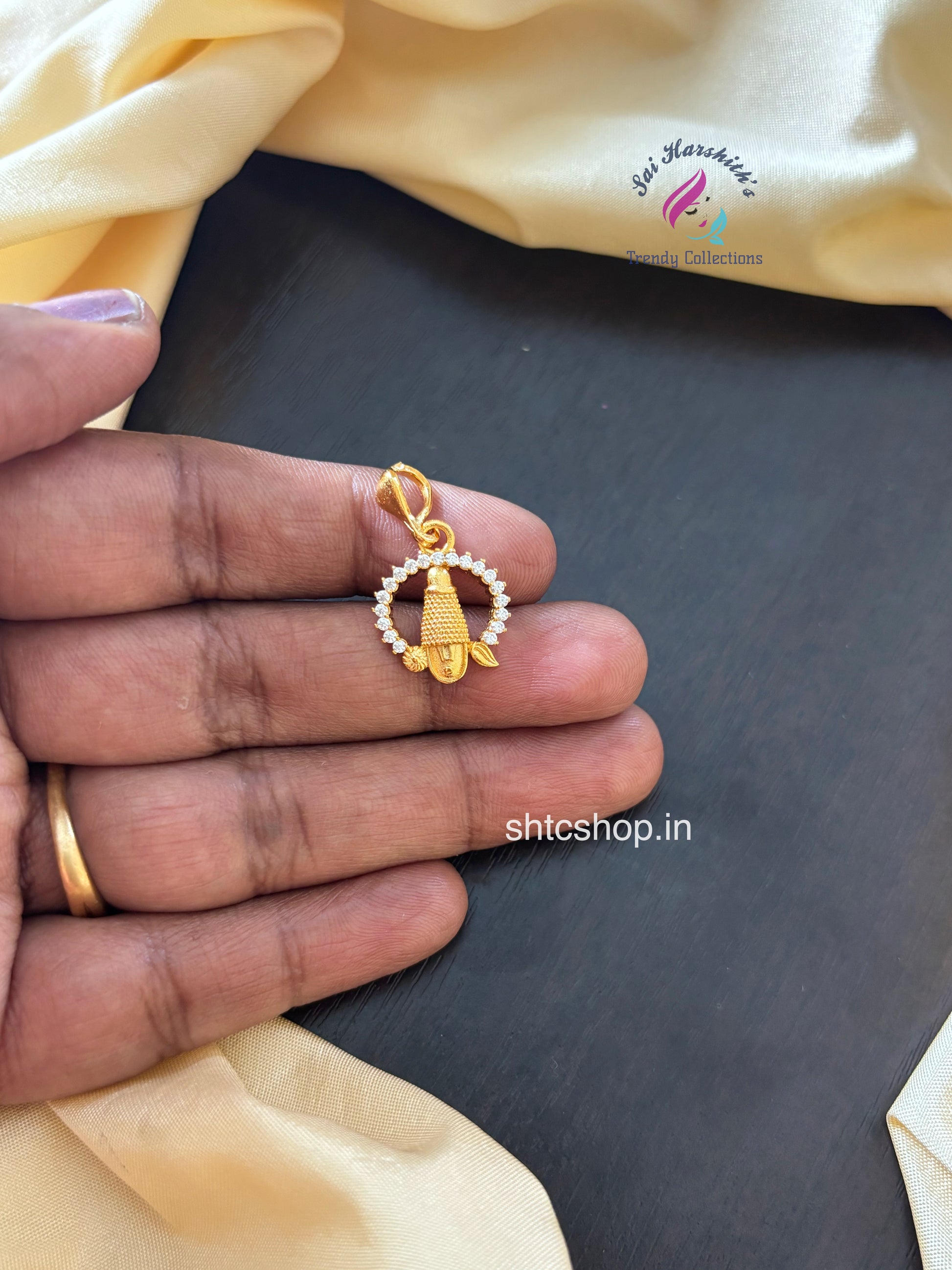 Cute 1gm gold polished venkatachalapathi Face with AD Stones - SHTC1584