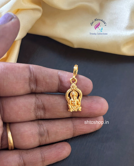 1 gm gold Polished Ganesha Pendant - SHTC1591