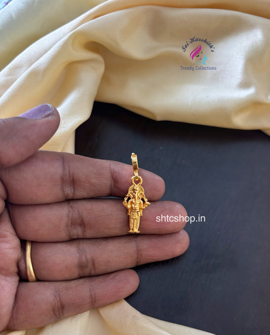 1 gm gold Polished Ganesha Pendant - SHTC1592