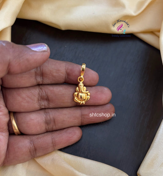 1 gm gold Polished Ganesha Pendant - SHTC1593