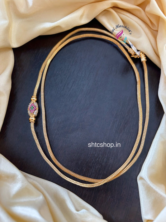 30 Inches 1 gm Gold Polished 360 degree Mugappu Chain  (Multicolor) - SHTC1595