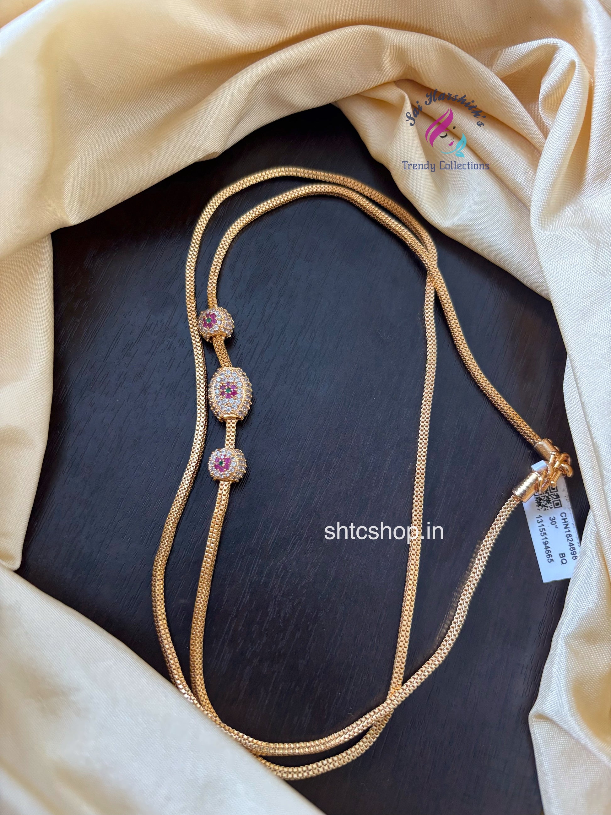 30 Inches 1 gm Gold Polished 360 degree Mugappu Chain  (Multicolor) - SHTC1600