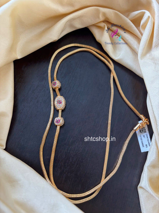 30 Inches 1 gm Gold Polished 360 degree Mugappu Chain  (Multicolor) - SHTC1600