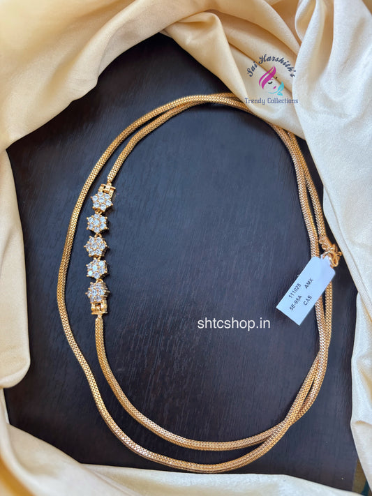 30 Inches 1 Gm Gold Polished 5 Star Mugappu Chain (White) - SHTC1601