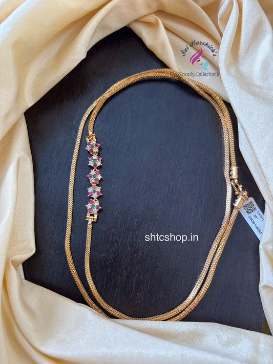 30 Inches 1 Gm Gold Polished 5 Star Mugappu Chain (Multicolor) - SHTC1602