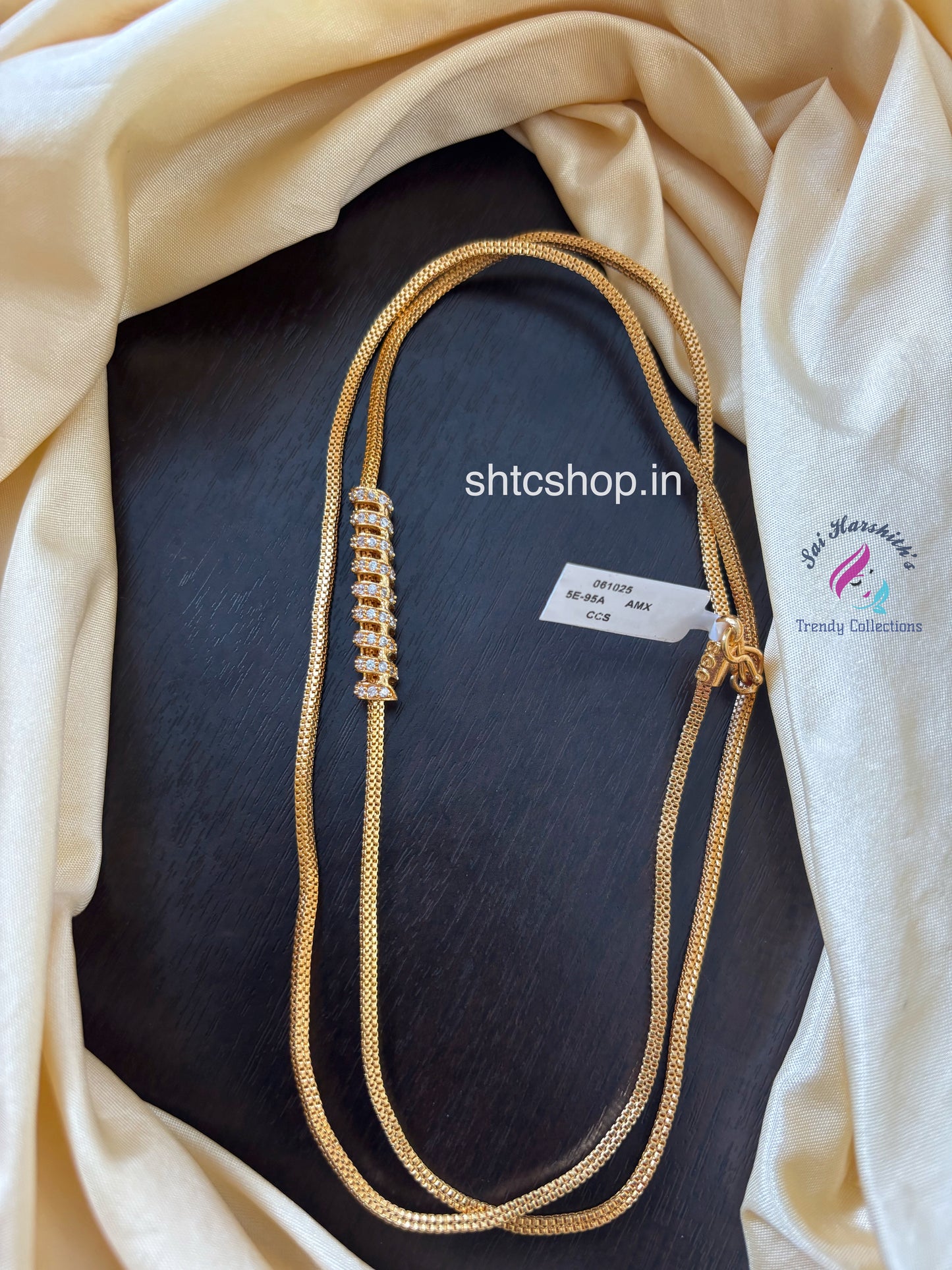 30 Inches 1 gm Gold Polished 360 degree Mugappu Chain  (White) - SHTC1606
