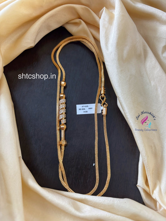 30 Inches 1 gm Gold Polished 360 degree Mugappu Chain  (White) - SHTC1607
