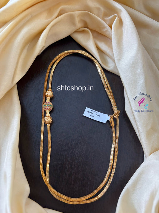 30 Inches 1 gm Gold Polished 360 degree Ball Mugappu Chain  (Multicolor) - SHTC1611