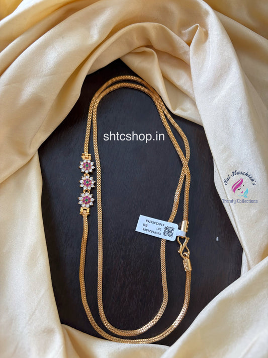 30 Inches 1 gm Gold Polished Mugappu Chain (Multicolor) - SHTC1613