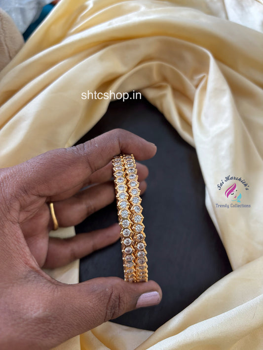 Five Metal / Impon Bangles (Set of 2) with AD Stones - SHTC1616