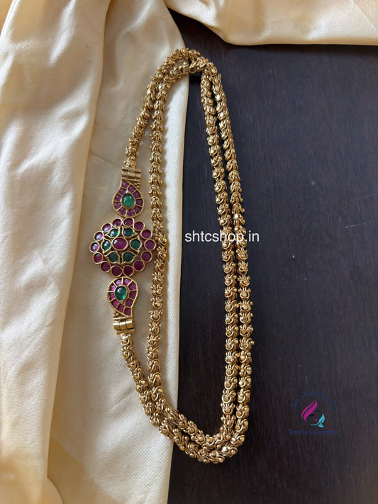 21 inches Matte Finish Mugappu chain with Kempu Stones - SHTC1620
