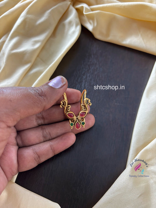 Matte Finish Statement Vangi Rings with Kempu Stones (Pink) - SHTC1622