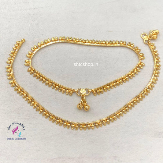 Antique Polish Premium Quality Brass Metal Anklets (Only 10.5 Size) - SHTC1636