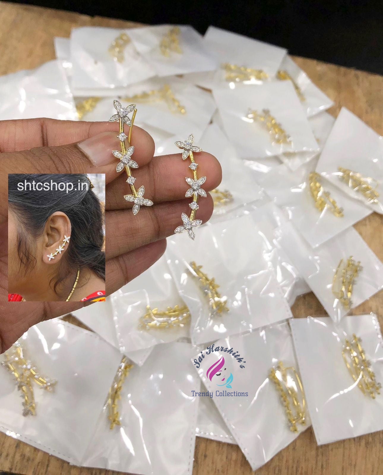 Celebrity Style Fusion Of Traditional and Modern AD Stone Ear Cuff - SHTC1641