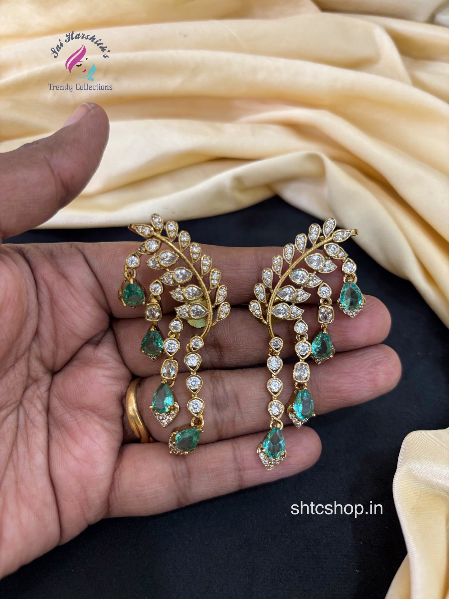 Trending Victorian Finish Diamond look alike Ear Cuff Earrings - SHTC1654