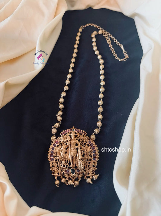 Matte Finish God Murugar / Karthikeya Pendant with Ball Chain - SHTC1663