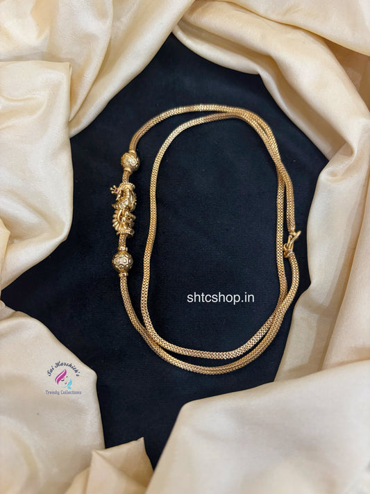 1gm gold Polished 24 inches 360 degree Mugappu Chain (Peacock) - SHTC1678
