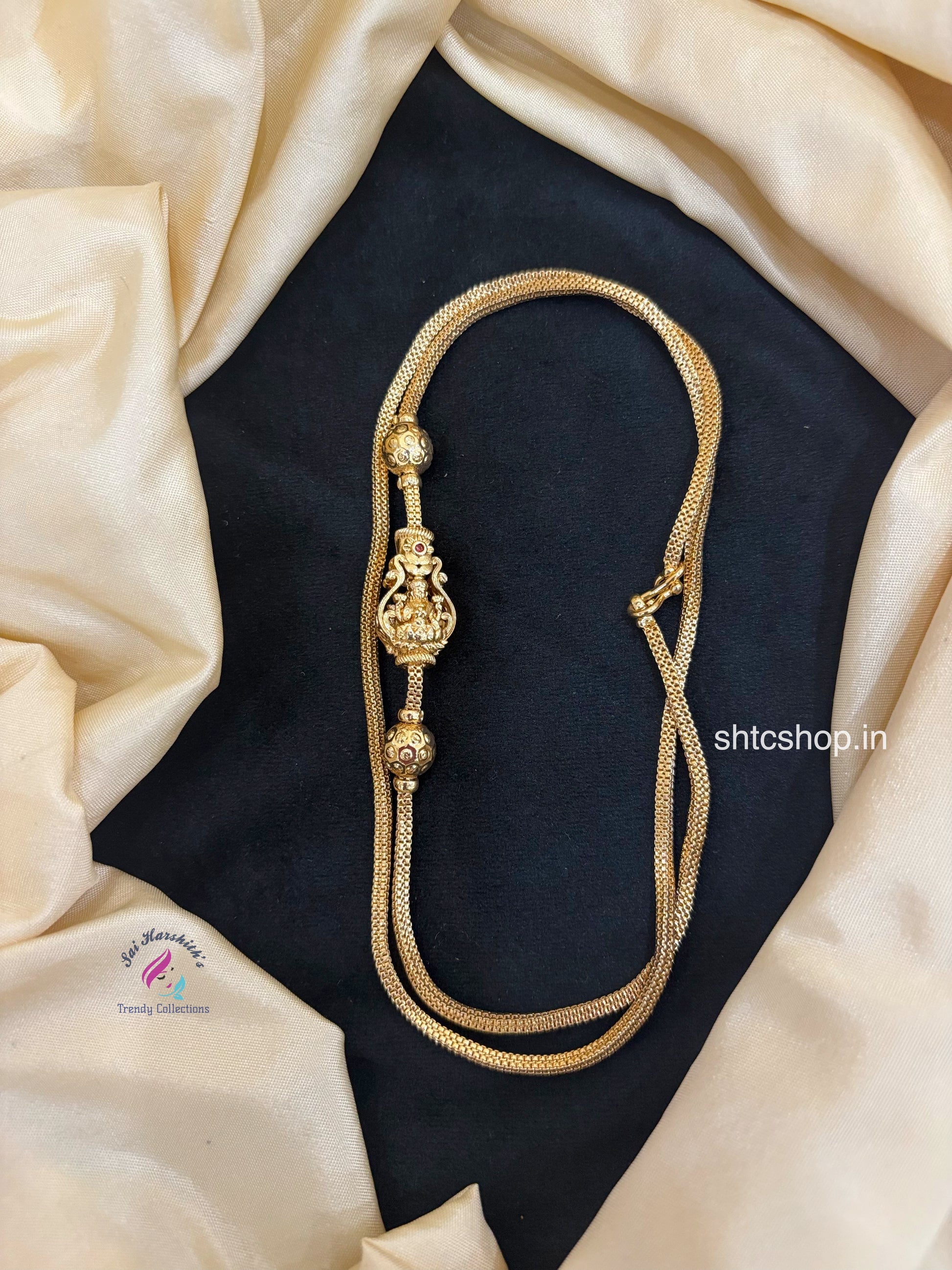 1gm gold Polished 24 inches 360 degree Mugappu Chain (Goddess Lakshmi) - SHTC1679
