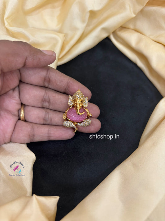 Cute Matte Finish Ganesha Pendant with AD Stones - SHTC1681