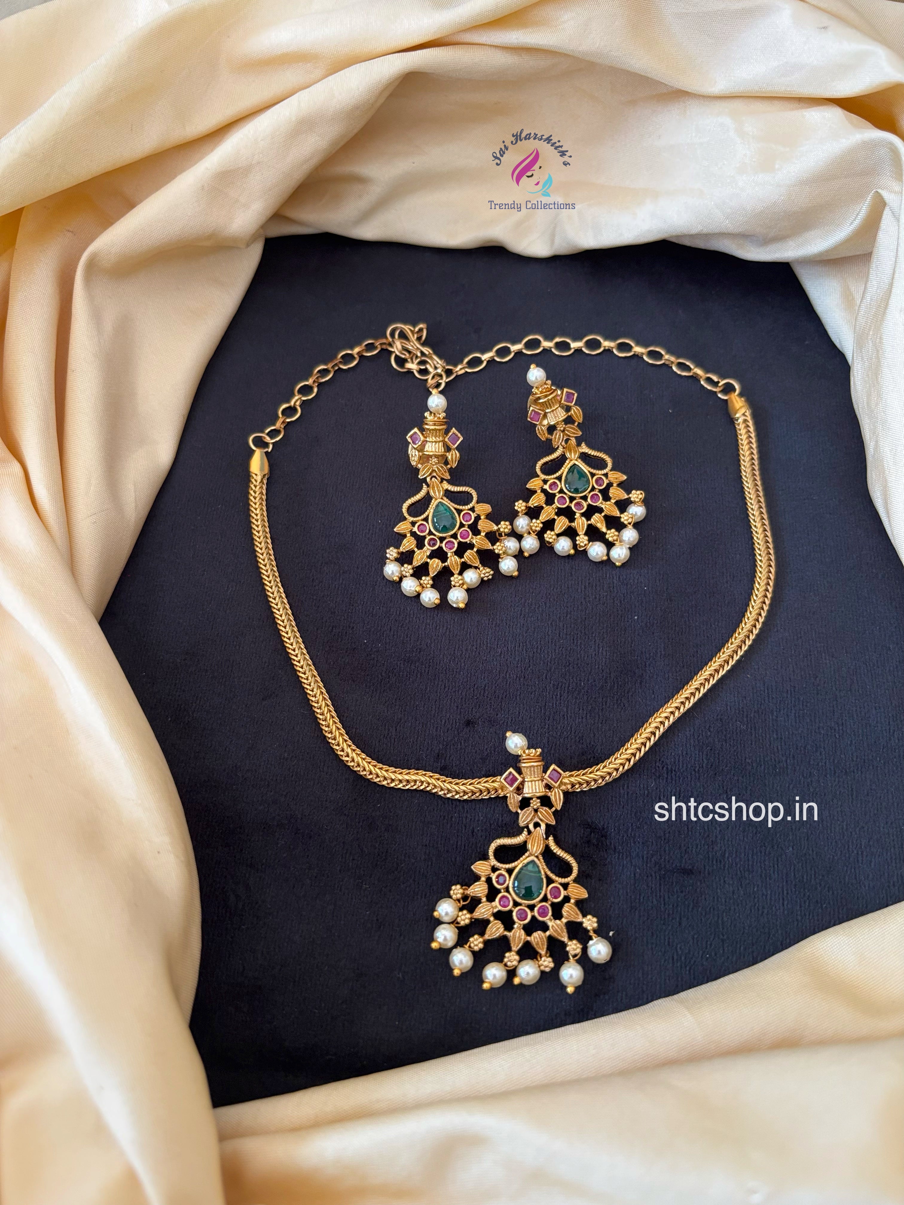 Matte Finish Kempu Stones Necklaces without any images and with Back ...