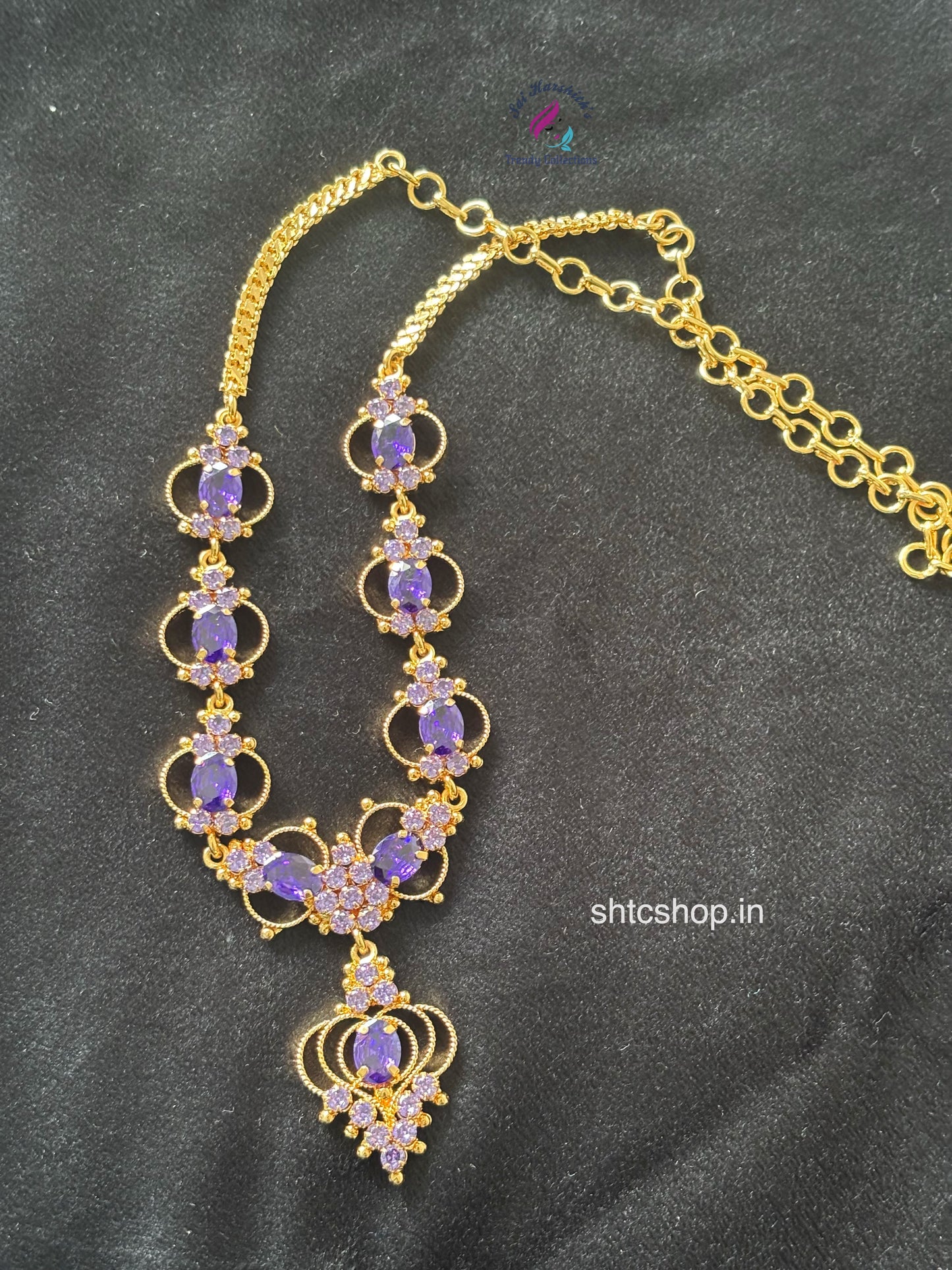 1 Gm Gold Polished Purple Necklace - SHTC1695