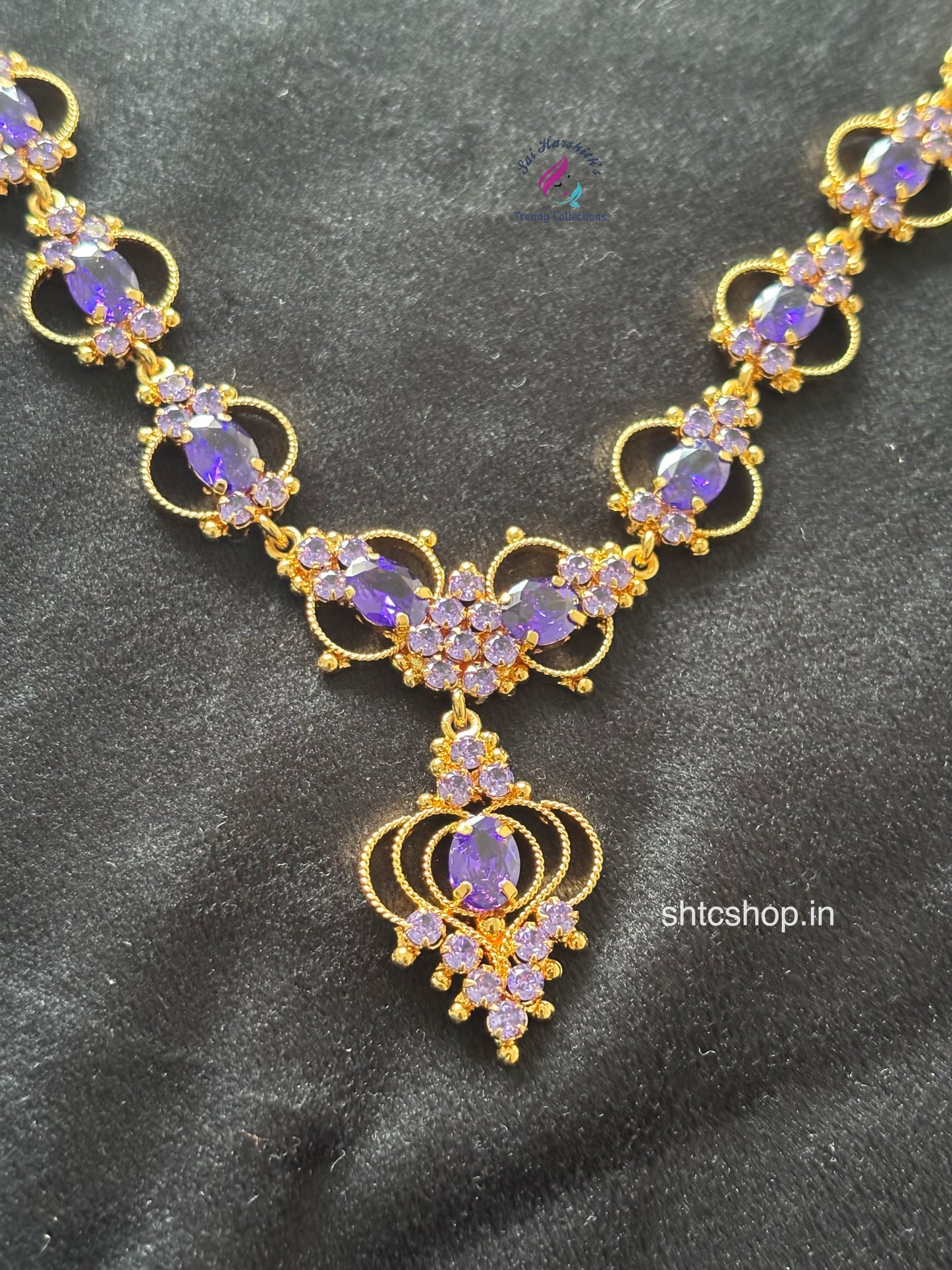 1 Gm Gold Polished Purple Necklace - SHTC1695