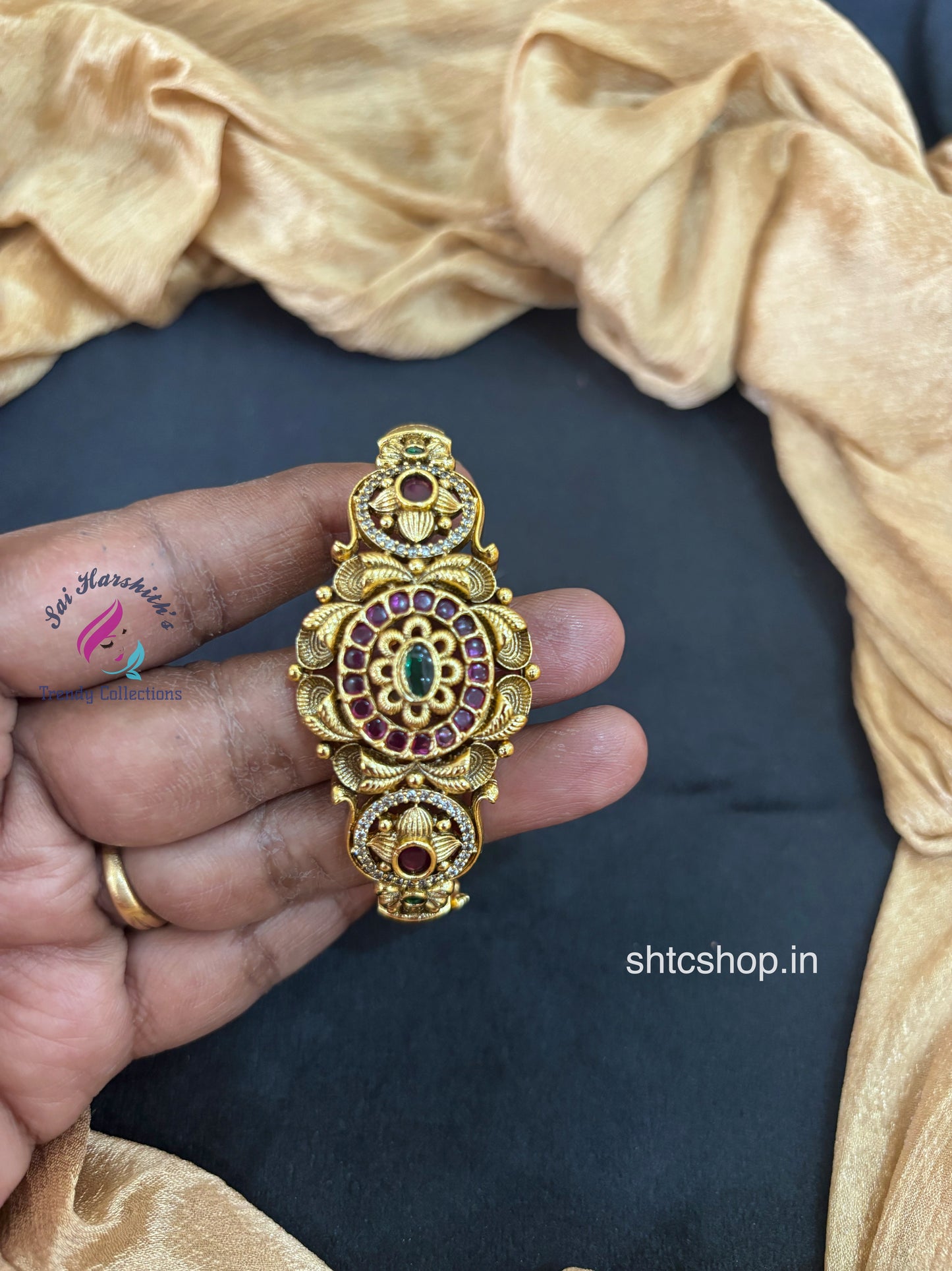 Antique Finish Kempu Kada Bracelet (Free Size Fits from 2.4 to 2.8 size) - SHTC1711