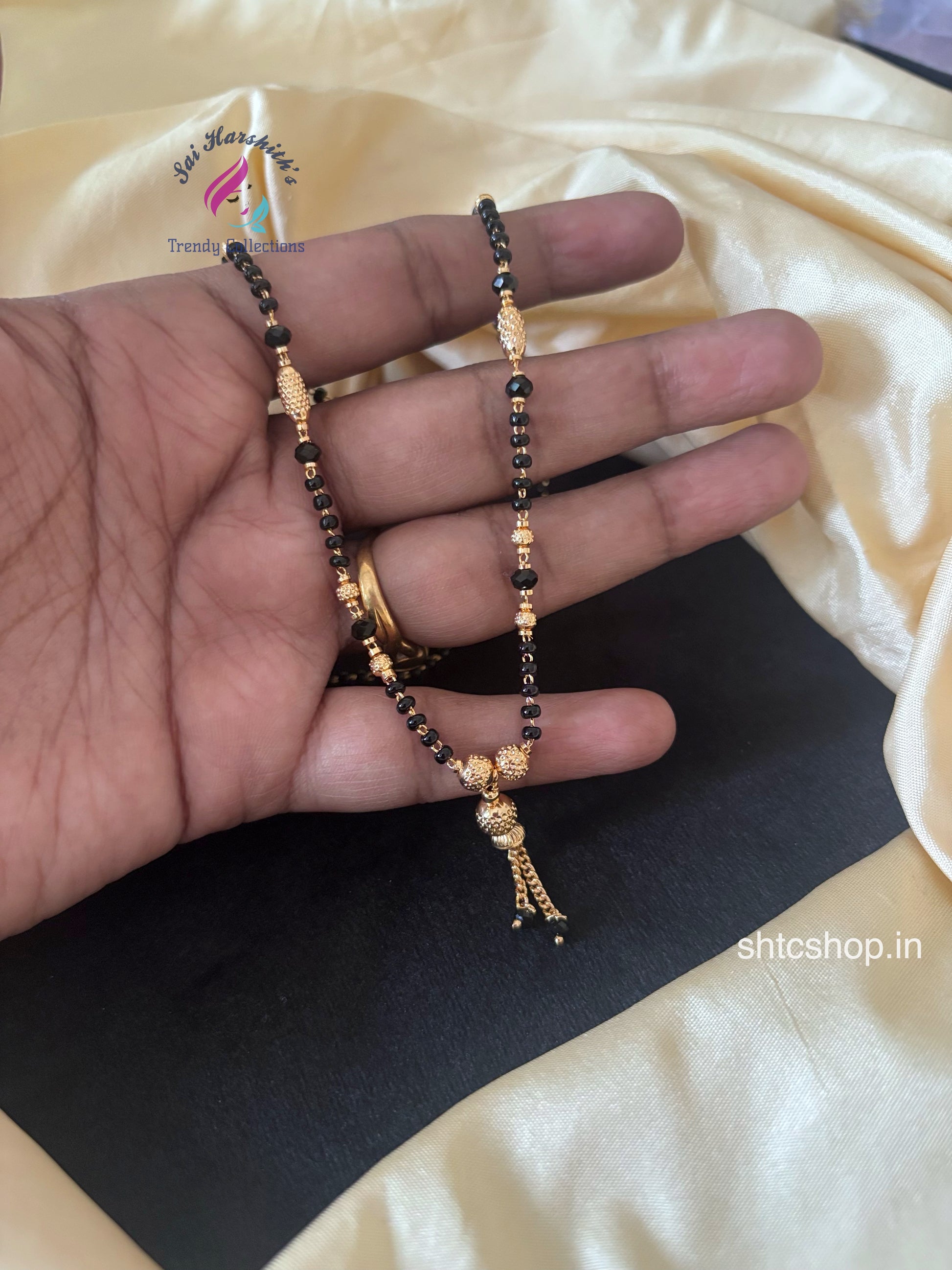 Gold Finish Black Beaded 20 inches Mangalsutra - SHTC1712