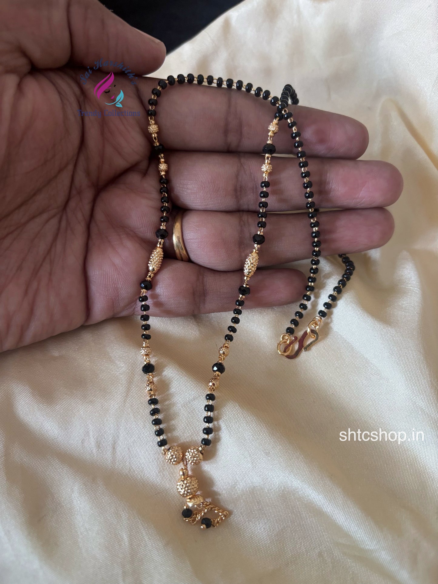 Gold Finish Black Beaded 20 inches Mangalsutra - SHTC1712
