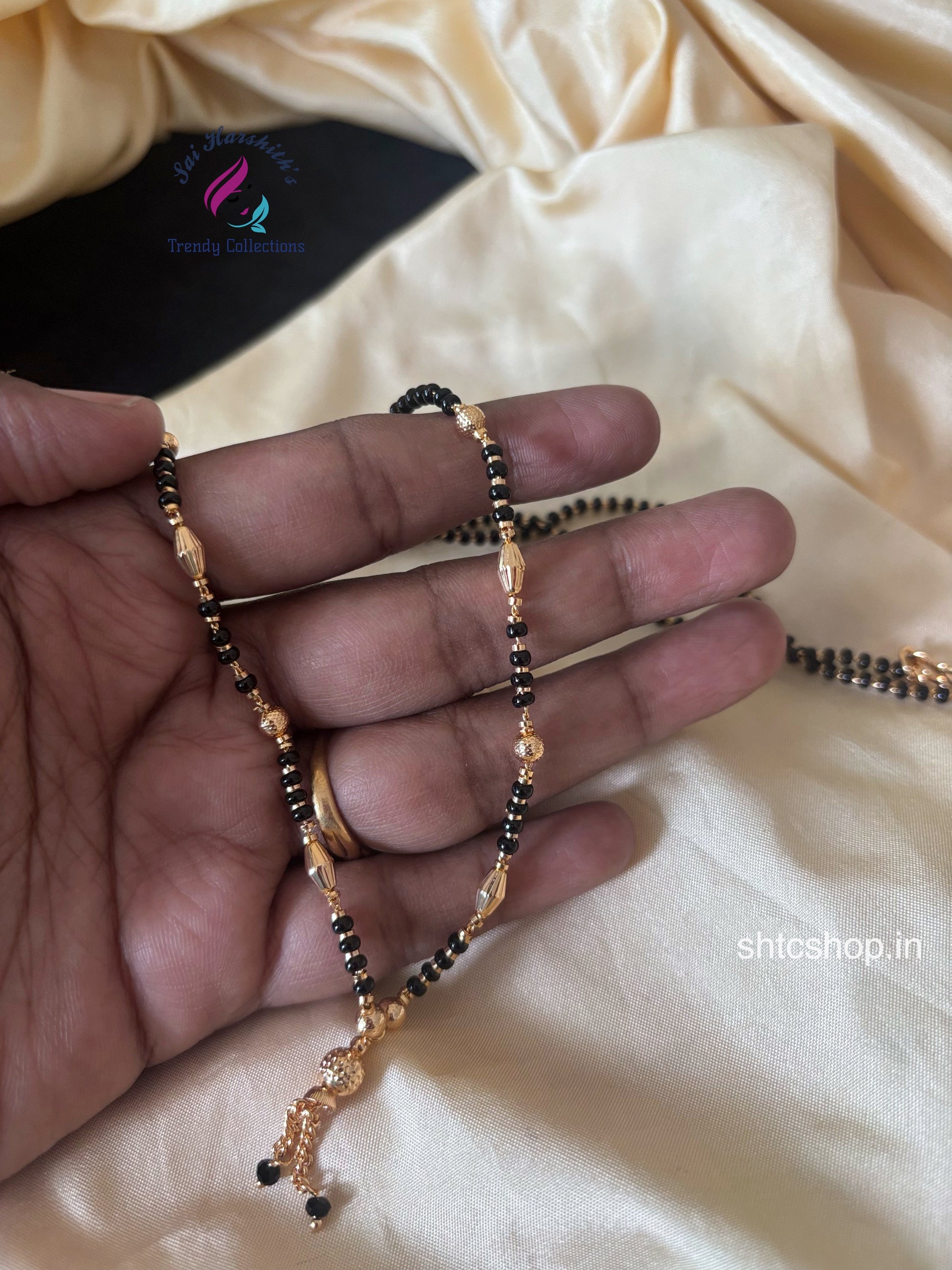 Gold Finish Black Beaded 20 inches Mangalsutra - SHTC1713