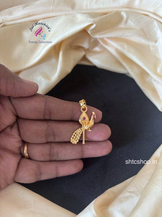 1gm gold polished vel with Peacock Pendant - SHTC1320