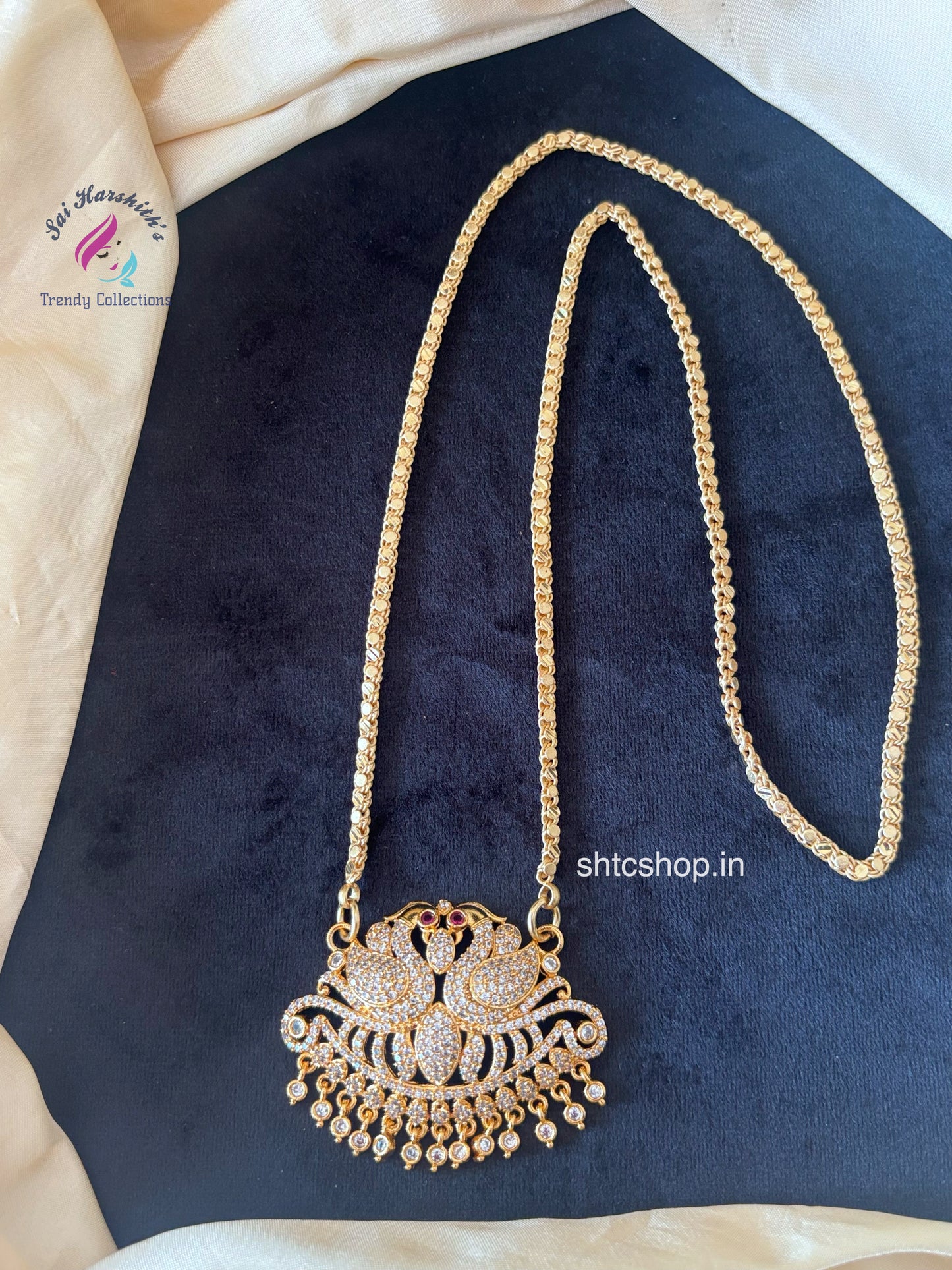 24 inches long 1 gm Gold Polished Annam Dollar / Pendant with Chain - SHTC1725