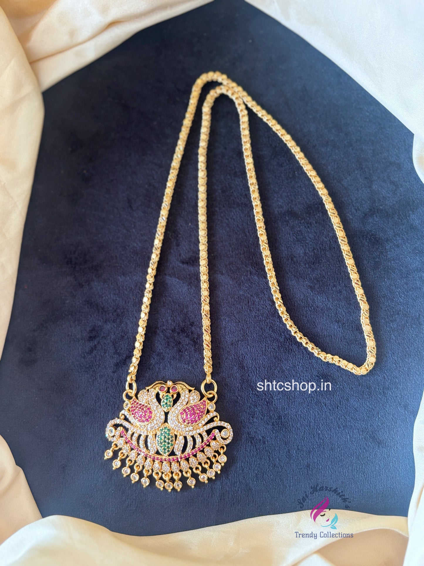 24 inches long 1 gm Gold Polished Annam Dollar / Pendant with Chain - SHTC1725