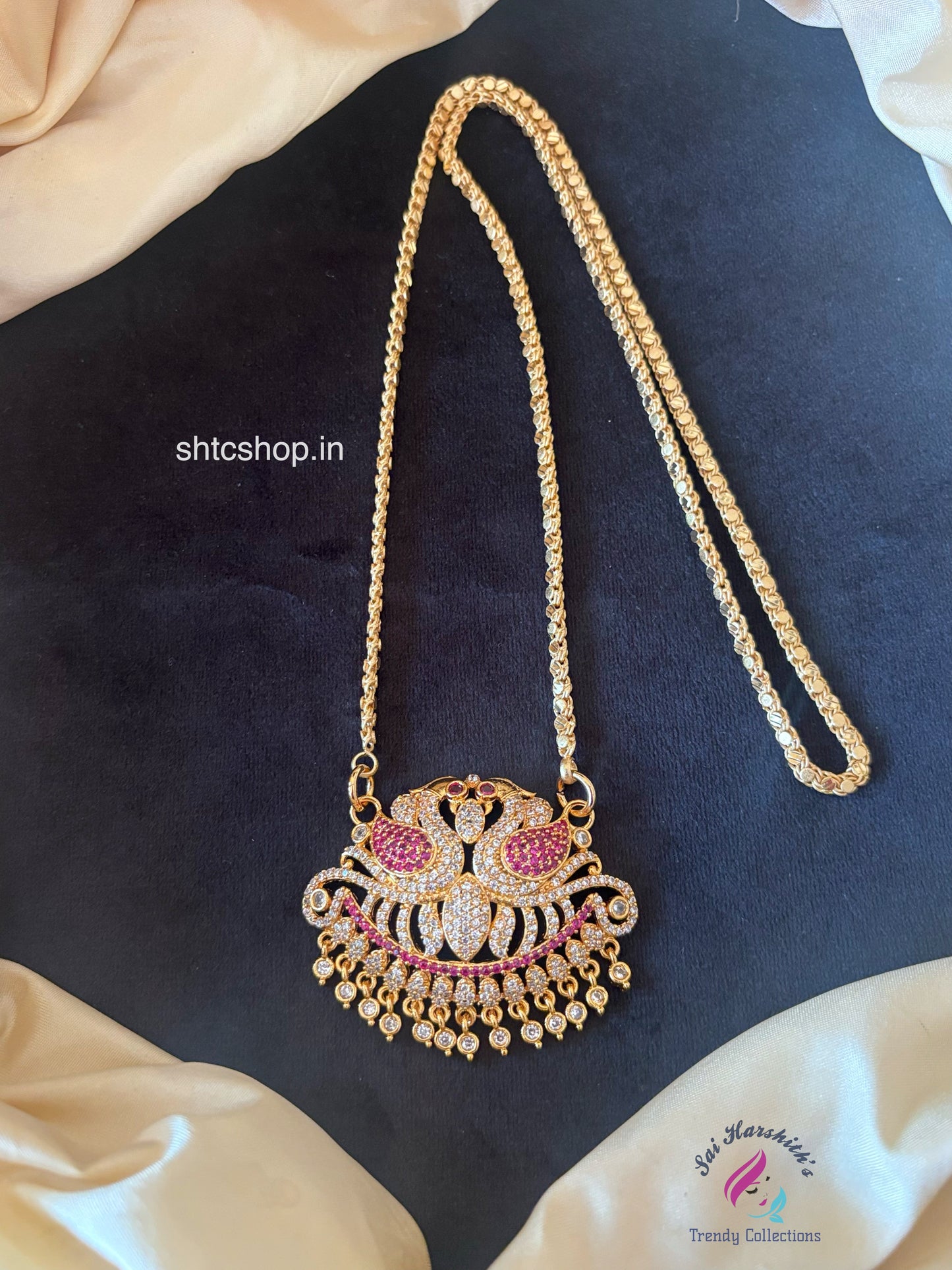 24 inches long 1 gm Gold Polished Annam Dollar / Pendant with Chain - SHTC1725