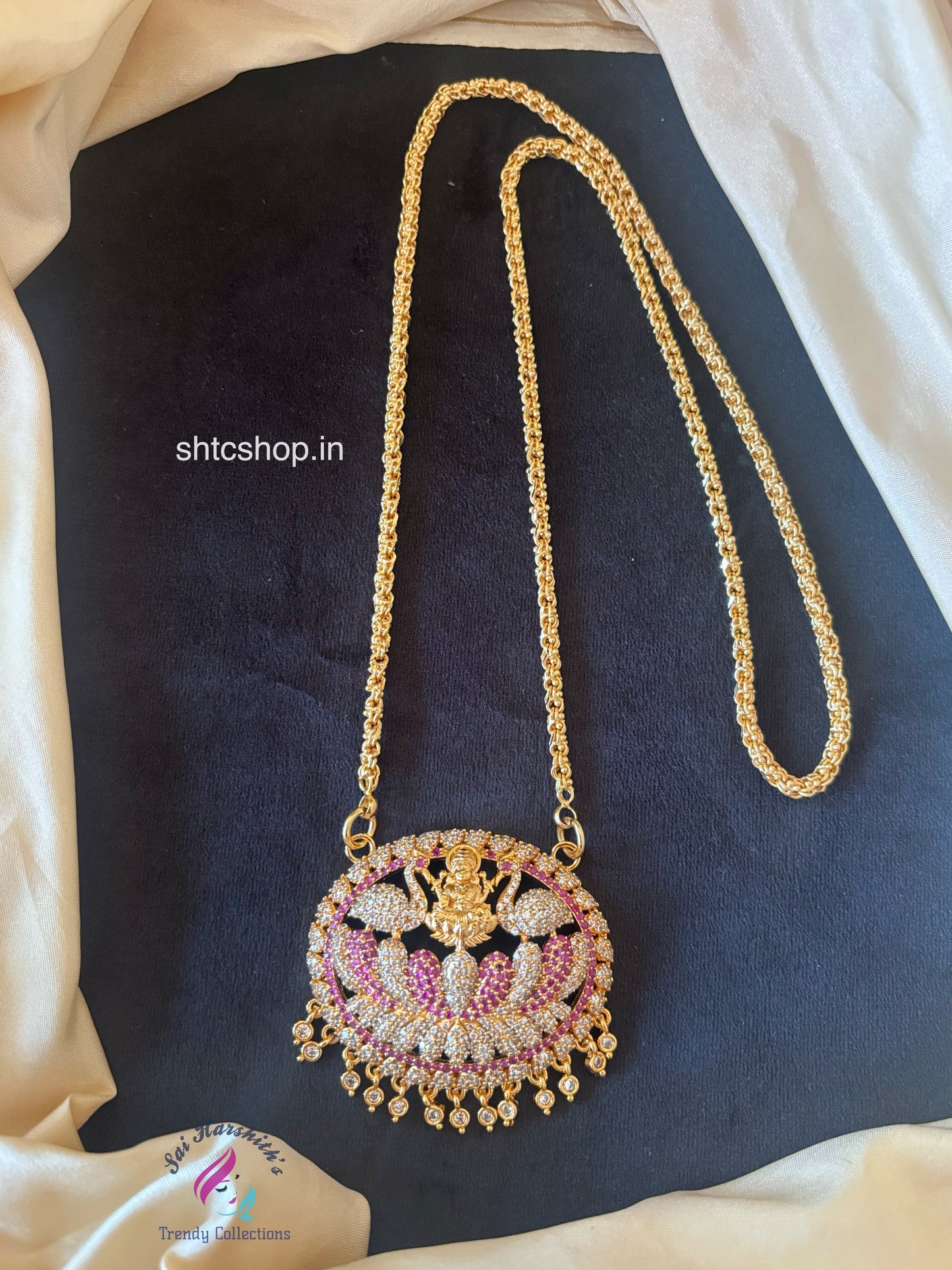 1 Gm Gold Polished 24 inches Dollar Chain with Lakshmi Annam and Lotus - SHTC1729