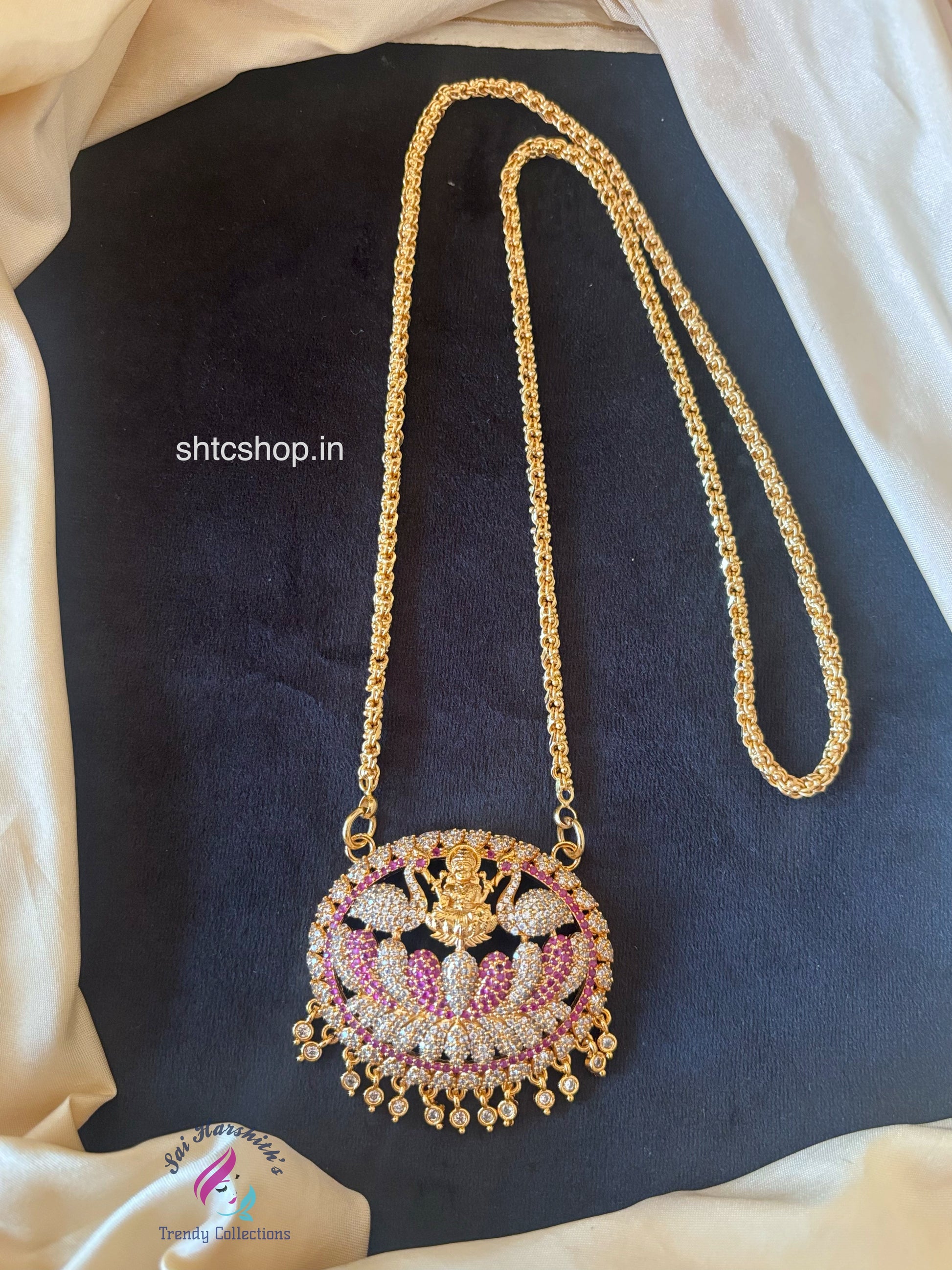 1 Gm Gold Polished 24 inches Dollar Chain with Lakshmi Annam and Lotus - SHTC1729