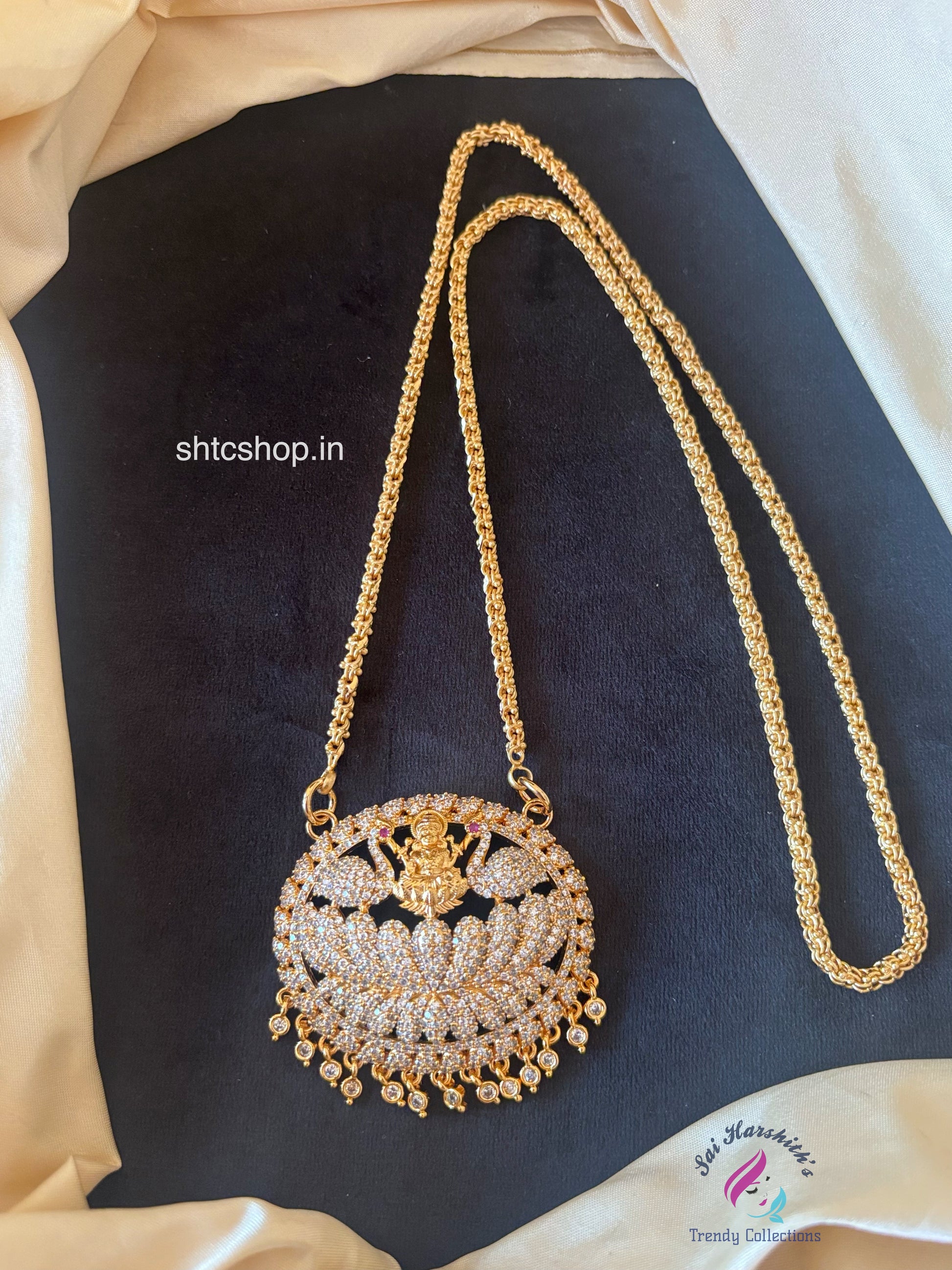 1 Gm Gold Polished 24 inches Dollar Chain with Lakshmi Annam and Lotus - SHTC1729