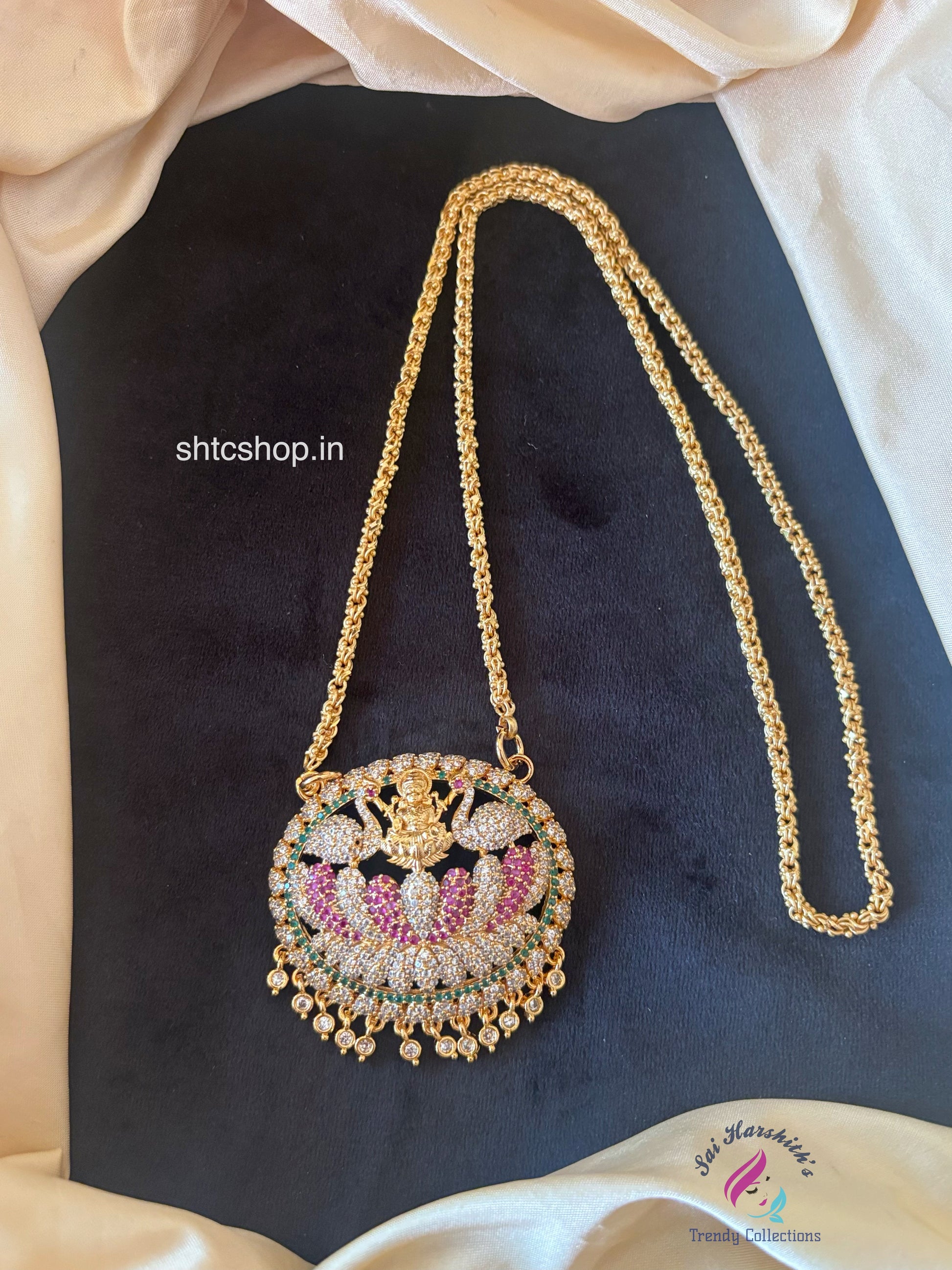 1 Gm Gold Polished 24 inches Dollar Chain with Lakshmi Annam and Lotus - SHTC1729