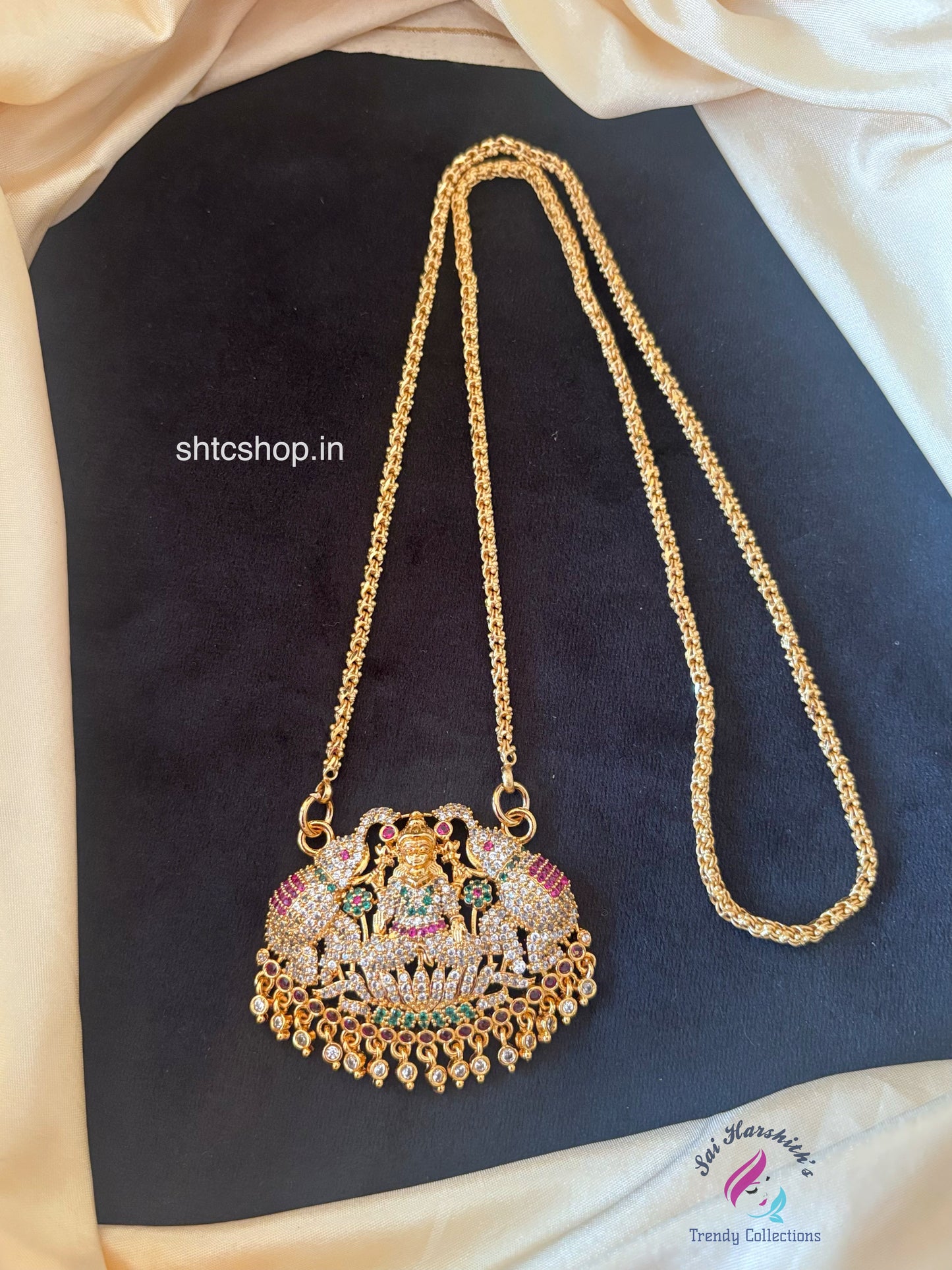 1 Gm Gold Polished 24 inches Gajalakshmi Dollar Chain - SHTC1730